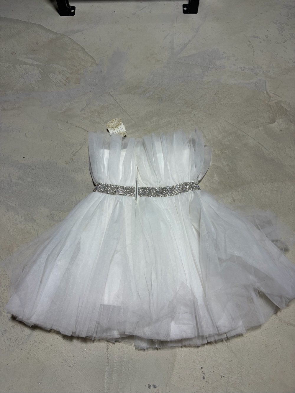 Altar’d state NWT White Tulle Party Dress with Rhinestone Waist small MSRP$90 - Picture 8 of 12
